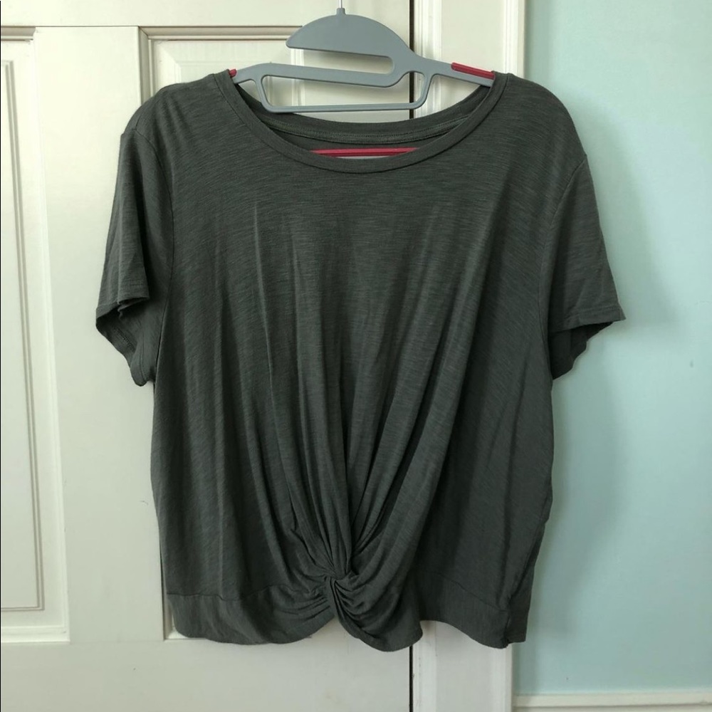 army green knotted shirt